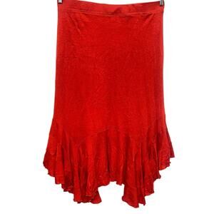 Vtg Y2K Red Contemporary Skirt Women‎ XL Wool Blend Midi Fairycore Fairy